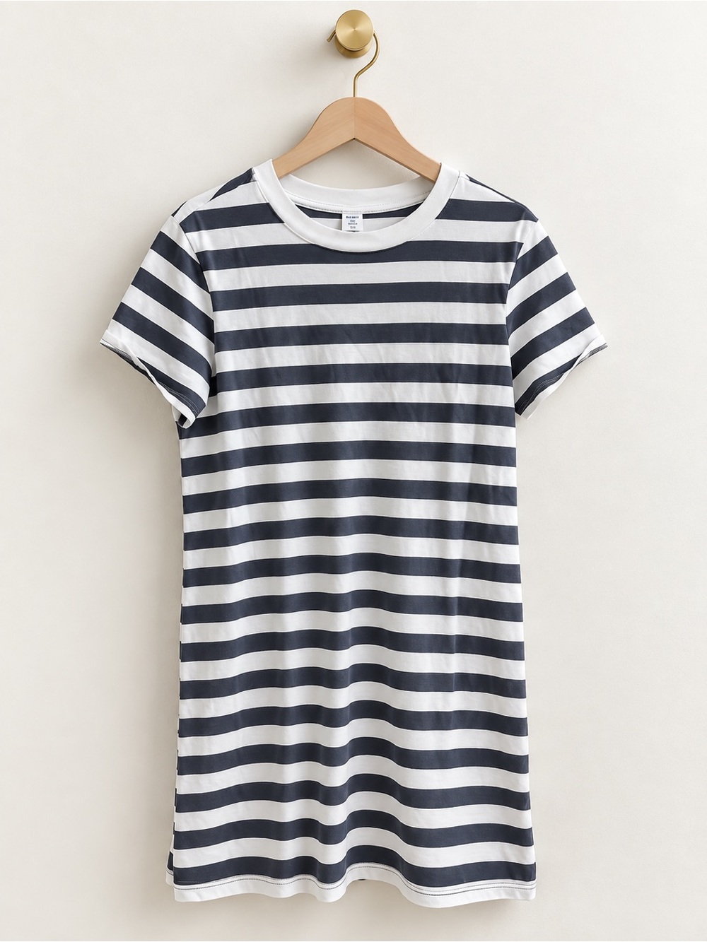 Old Navy Size L Navy White Striped T-Shirt Dress 100% Cotton